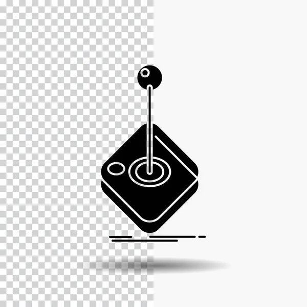 Arcade Gioco Gioco Joystick Stick Glyph Icon Sfondo Trasparente Icona — Vettoriale Stock