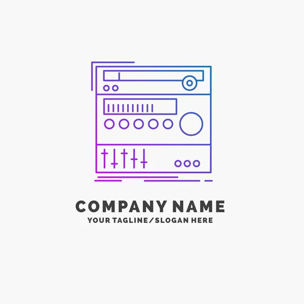 Rack Componente Módulo Sonido Estudio Purple Business Logo Template Lugar — Vector de stock