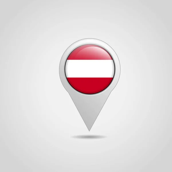 Austria Bandera Mapa Puntero Diseño Vector — Vector de stock