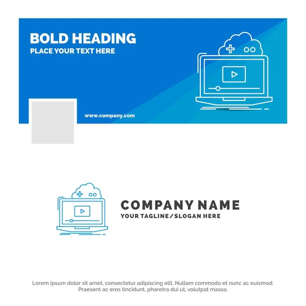 Modèle Logo Entreprise Bleu Pour Cloud Jeu Ligne Streaming Vidéo — Image vectorielle