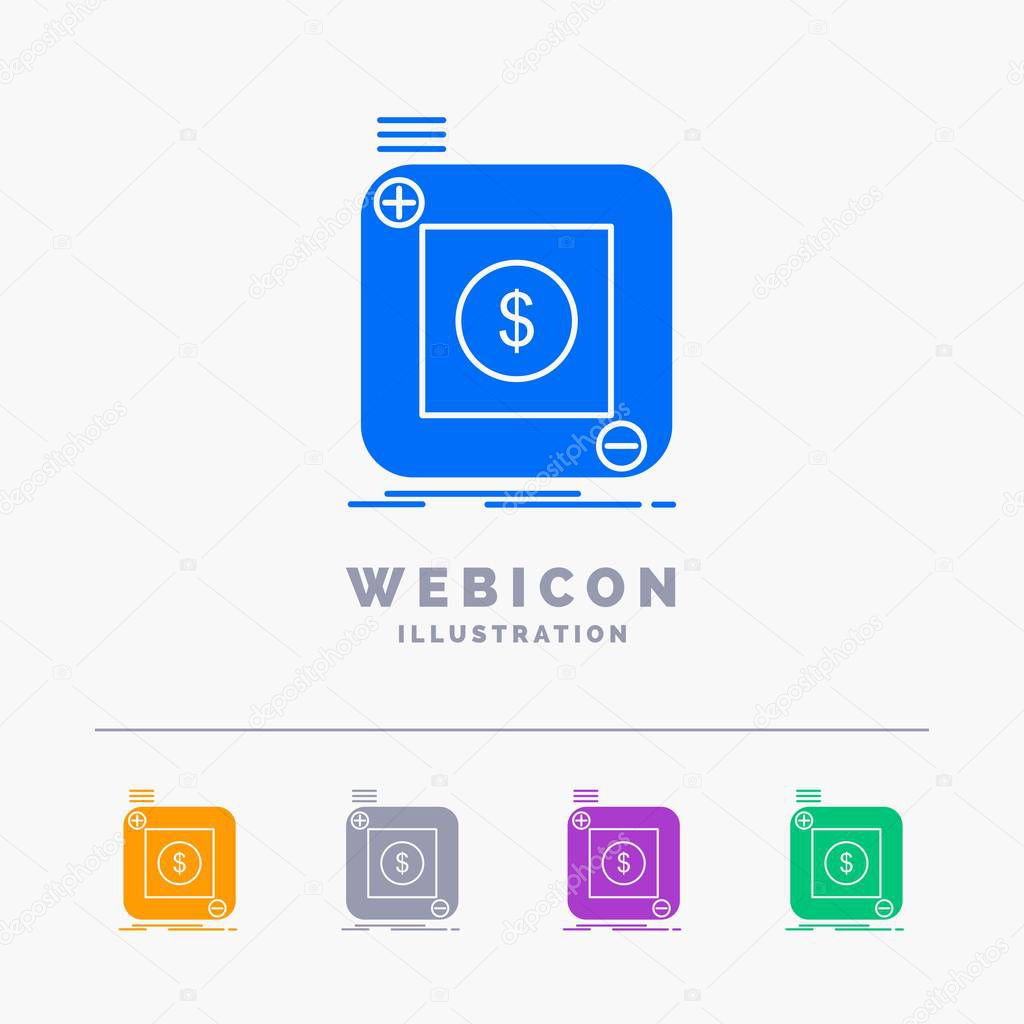 purchase, store, app, application, mobile 5 Color Glyph Web Icon Template isolated on white. Vector illustration