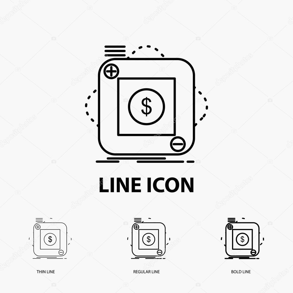 purchase, store, app, application, mobile Icon in Thin, Regular and Bold Line Style. Vector illustration