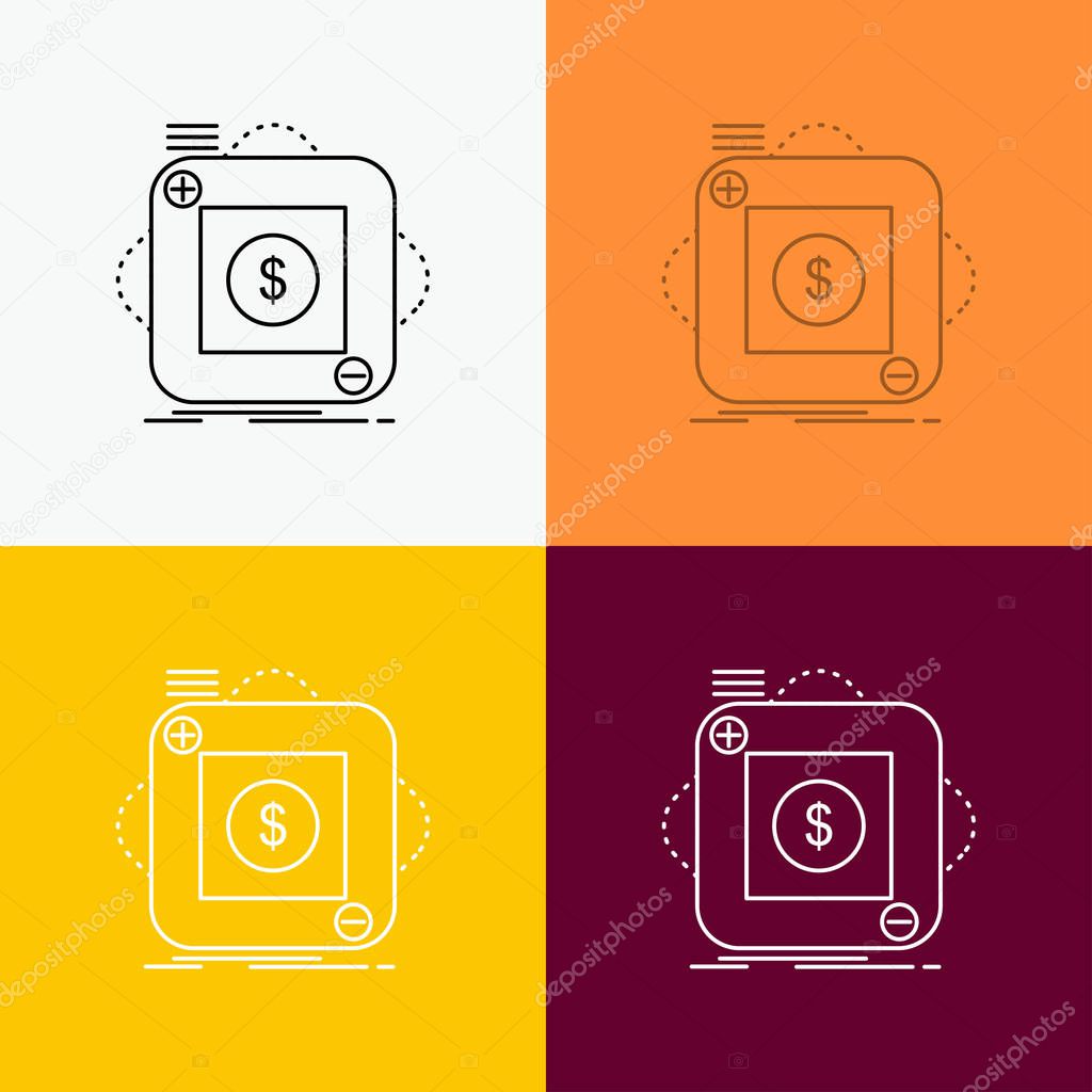 purchase, store, app, application, mobile Icon Over Various Background. Line style design, designed for web and app. Eps 10 vector illustration
