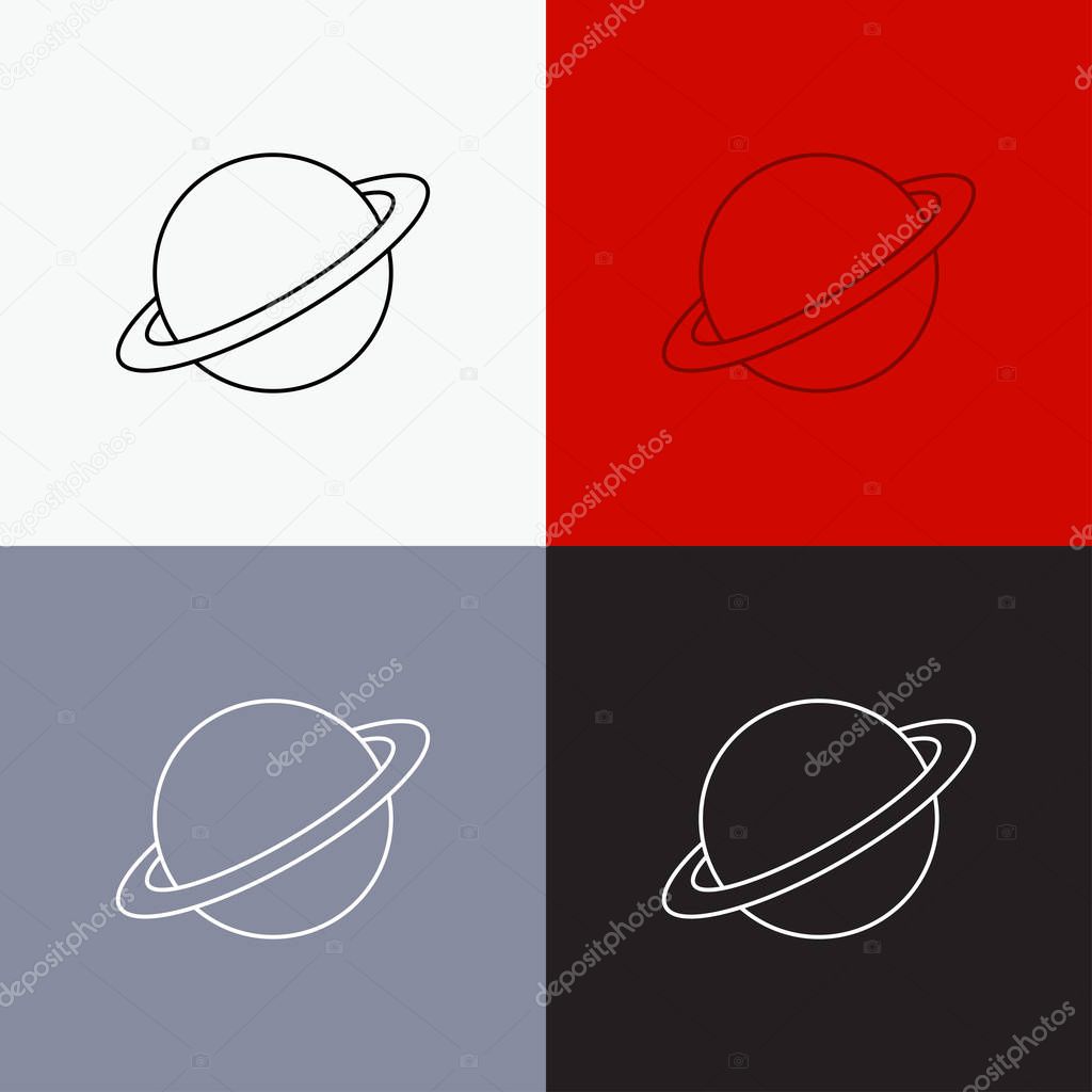 planet, space, moon, flag, mars Icon Over Various Background. Line style design, designed for web and app. Eps 10 vector illustration