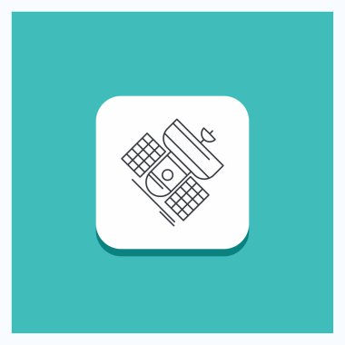 Düğme için yayın, yayın, iletişim, uydu, yuvarlak telekomünikasyon satırı simgesi turkuaz arka plan