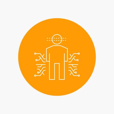 Sensör, body, veri, insan, bilim beyaz çizgisi simgesinde daire arka plan. vektör simge tasarlamak