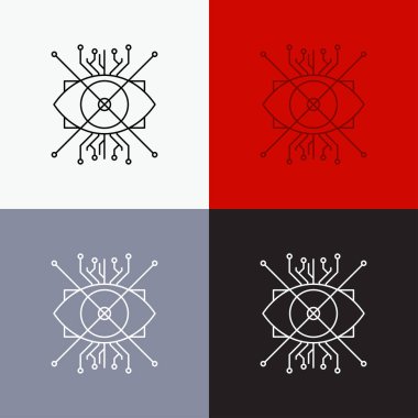 Ar, büyütme, cyber, göz, lens simgesi üzerinde çeşitli arka plan. Çizgi stili tasarım, Web ve uygulama Eps 10 vektör çizim için tasarlanmış