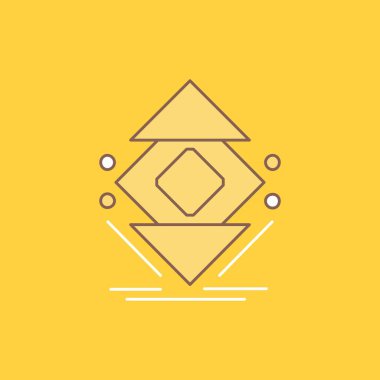 Bilgisayar, veri, altyapı, bilim, düz çizgi dolu simge yapısı. Güzel Logo düğme UI ve Ux, Web veya mobil uygulama için sarı arka plan üzerinde