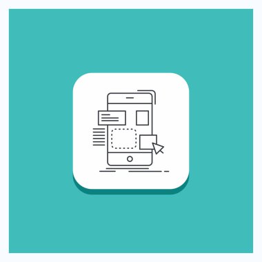 Yuvarlak düğmesi için sürükleyin, mobil, tasarım, UI, ux satırı simgesi turkuaz arka plan