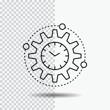 Verimlilik, işleme, verimlilik, yönetimi, proje satırı simgesi üzerinde şeffaf arka plan. Siyah simge vektör çizim