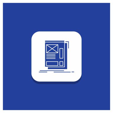 Mavi yuvarlak düğmesi için tel, çerçeveleme, Web, düzen, geliştirme glif simgesi