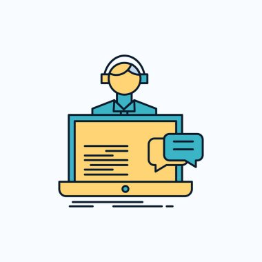 destek, sohbet, müşteri, servis, düz simgesi yardım. yeşil ve sarı işaret ve sembolleri Web sitesi ve mobil appliation için. vektör çizim
