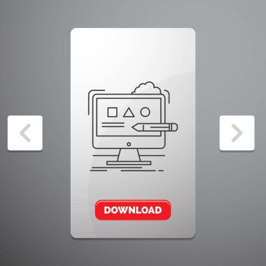 Sanat, bilgisayar, tasarım, dijital, stüdyo rekreasyon Pagination Slider tasarımı ve kırmızı Download düğme çizgisi simgesinde