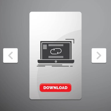 İletişim, bağlantı, bağlantı, eşitleme, eşitleme rekreasyon Pagination Slider tasarımı ve kırmızı Download düğme glif simgesini