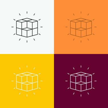 kutusu, labirent, puzzle, çözüm, simgesi üzerinde çeşitli arka plan küp. Çizgi stili tasarım, Web ve uygulama Eps 10 vektör çizim için tasarlanmış