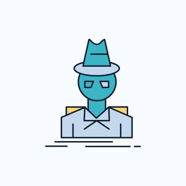 Detective, hacker, incognito, spy, thief Flat Icon. green and Yellow sign and symbols for website and Mobile appliation. vector illustration