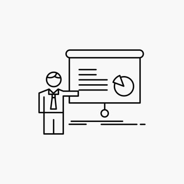 grafik, Toplantı, sunum, rapor, seminer satırı simgesi. İzole vektör çizim