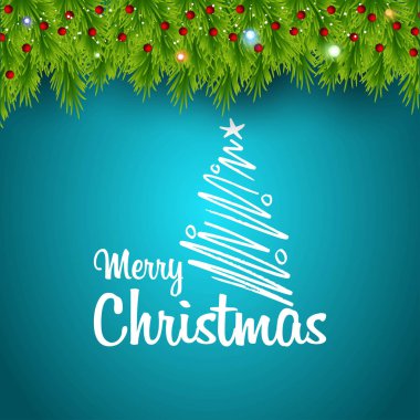 Neşeli Noel yeşil yaprakları arka plan
