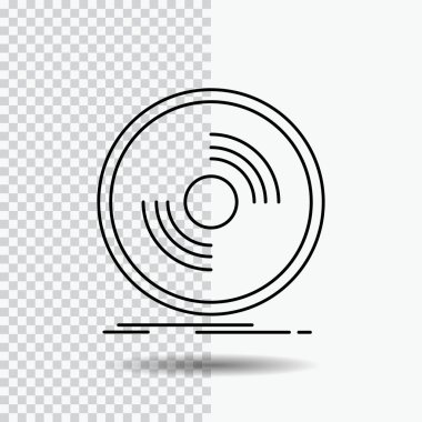 Disk, dj, fonograf, kayıt, Şeffaf Arka Plan üzerinde vinil Çizgi Simgesi. Siyah Simge Vektör Çizimi