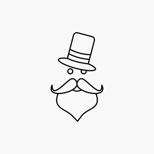 Bigote Hipster Movember Santa Clause Hat Line Icon Ilustración Aislada — Vector de stock