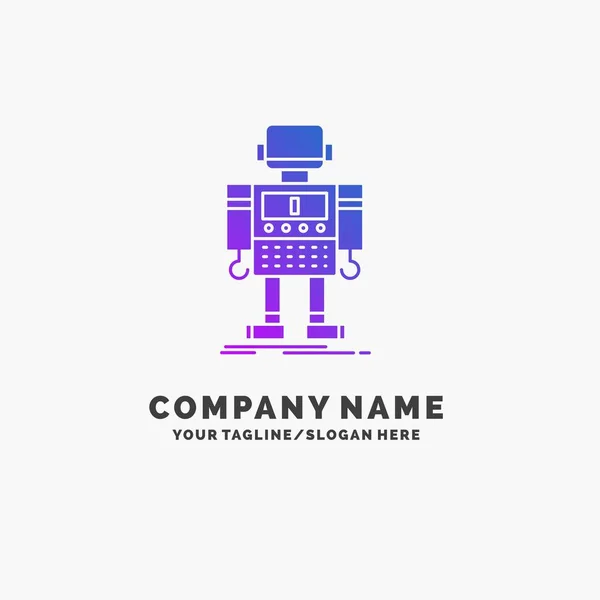 Autonoom Machine Robot Robotica Technologie Paarse Business Logo Template Plaats — Stockvector