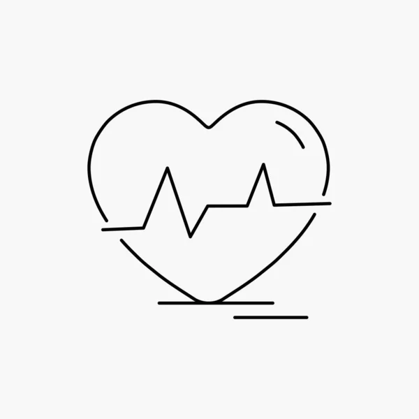 Ecg Coração Batimento Cardíaco Pulso Batimento Ícone Linha Ilustração Isolada — Vetor de Stock