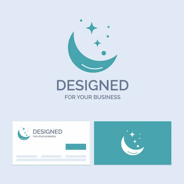 Moon, Night, star, weather, space Business Logo Glyph Icon Symbol for your business. Turquoise Business Cards with Brand logo template.