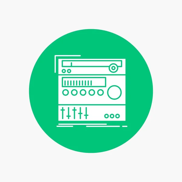 Rack Componente Modulo Suono Studio White Glyph Icon Circle Illustrazione — Vettoriale Stock