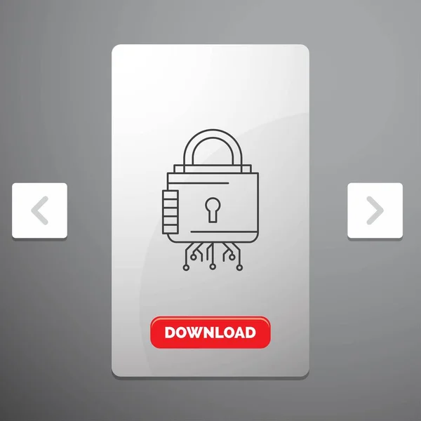 Sicherheit Cyber Lock Protection Secure Line Icon Karussell Schieberegler Design — Stockvektor