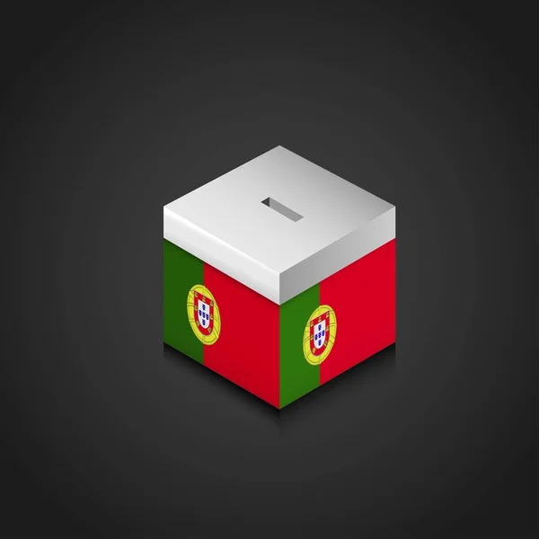 Флаг Португалии Распечатан Избирательном Ящике — стоковый вектор