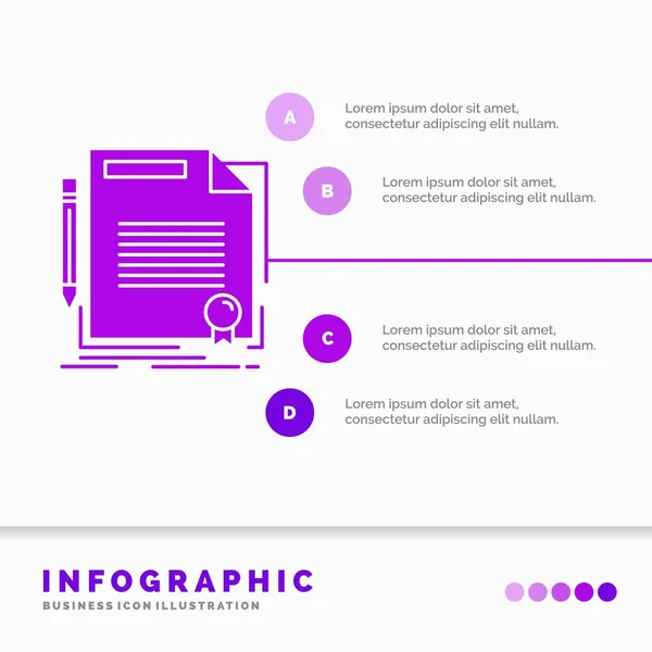 Agreement Contract Deal Document Paper Infographics Template Website Presentation Glyph — Stock Vector