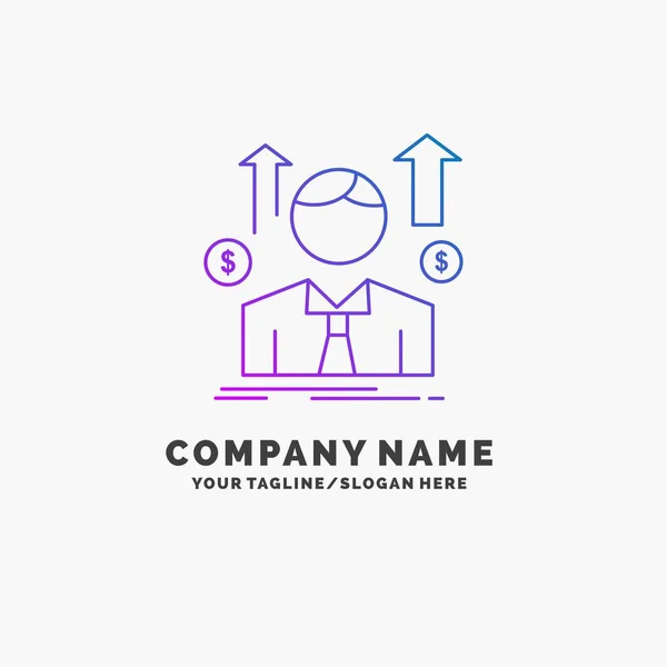 Negócios Homem Avatar Empregado Homem Vendas Purple Business Logo Template — Vetor de Stock