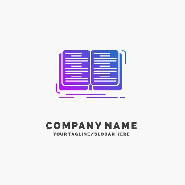 Boek Onderwijs Les Paarse Business Logo Template Bestuderen Plaats Voor — Stockvector