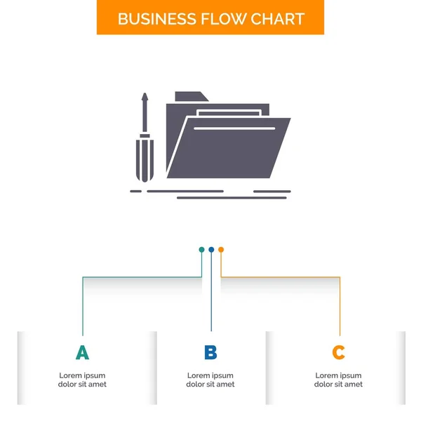 Папка Инструмент Ремонт Ресурс Сервис Business Flow Chart Design Шагами — стоковый вектор