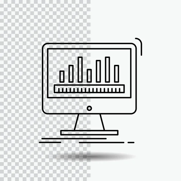 Analytics Verwerking Dashboard Data Stats Regel Pictogram Transparante Achtergrond Zwarte — Stockvector