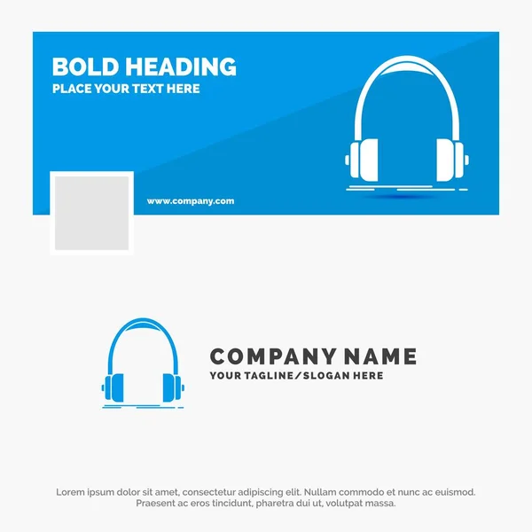 Plantilla Logotipo Blue Business Para Audio Auriculares Auriculares Monitor Estudio — Archivo Imágenes Vectoriales