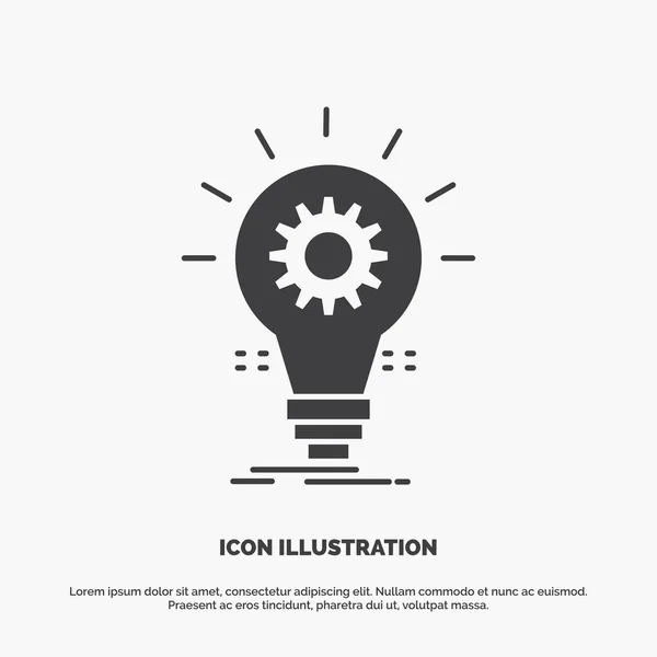 Bulb Develop Idea Innovation Light Icon Glyph Vector Gray Symbol — Stock Vector