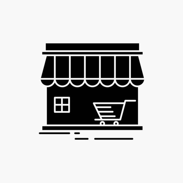 Boutique Magasin Marché Bâtiment Shopping Glyph Icon Illustration Vectorielle Isolée — Image vectorielle