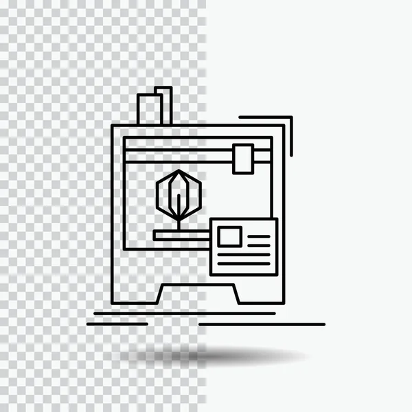 Dimensionnel Machine Imprimante Impression Icône Ligne Sur Fond Transparent Illustration — Image vectorielle