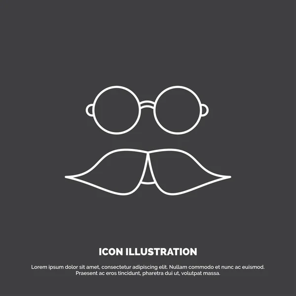 Moustache Hipster Movember Lunettes Hommes Icône Symbole Vectoriel Ligne Pour — Image vectorielle