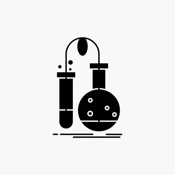 Pruebas Química Frasco Laboratorio Ciencia Glyph Icon Ilustración Aislada Vectorial — Vector de stock