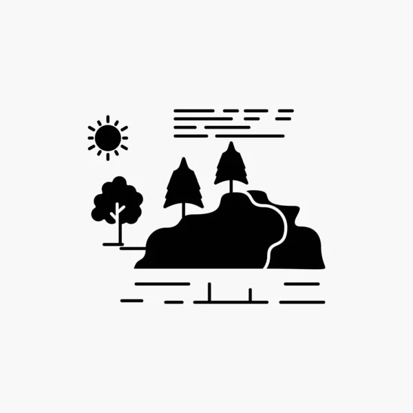 Hügel Landschaft Natur Berg Regenglyphen Symbol Vektor Isolierte Abbildung — Stockvektor