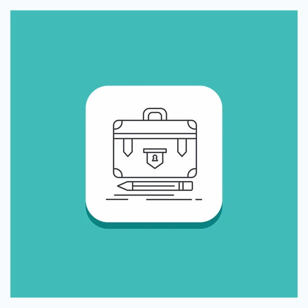 Button Briefcase Business Financial Management Portfolio Line Icon Turquoise Background — Stock Vector