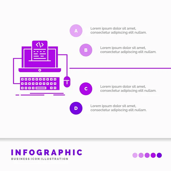 Code Codage Ordinateur Monobloc Écran Modèle Infographie Pour Site Web — Image vectorielle