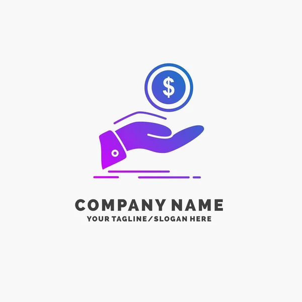 Help Cash Out Debt Finance Loan Purple Business Logo Template — Stock Vector