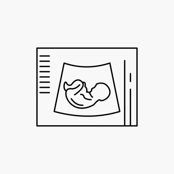 Mutterschaft Schwangerschaft Sonogramm Baby Ultraschalllinie Symbol Vektor Isolierte Abbildung — Stockvektor