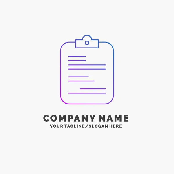 Rapport Médical Papier Liste Contrôle Document Modèle Logo Entreprise Violet — Image vectorielle