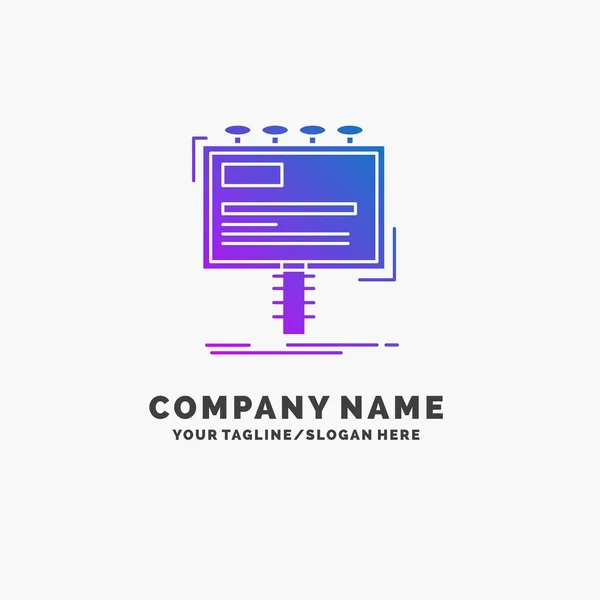 Advertisement Advertising Billboard Promo Purple Business Logo Template Place Tagline — Stock Vector