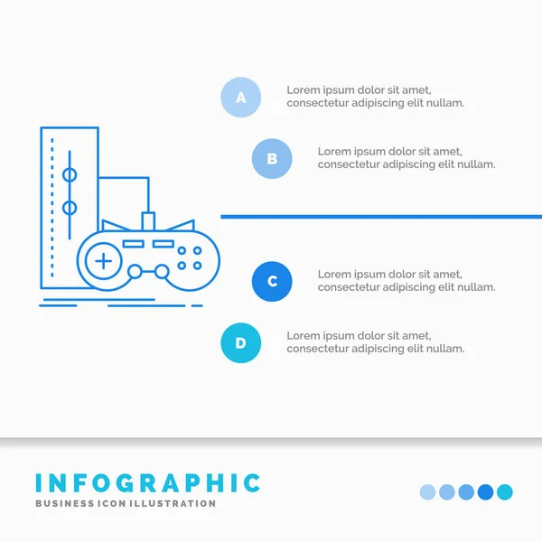 Game Gamepad Joystick Play Playstation Infographics Template Website Presentation Line — Stock Vector
