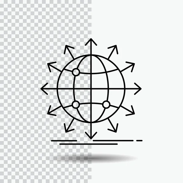 透明背景上的全球线图标 黑色图标矢量插图 — 图库矢量图片